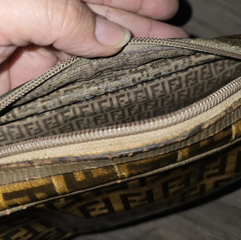 Vintage Fendi Zucca Brown and Tan Monogram Cosmetic Bag - Picture 11 of 11
